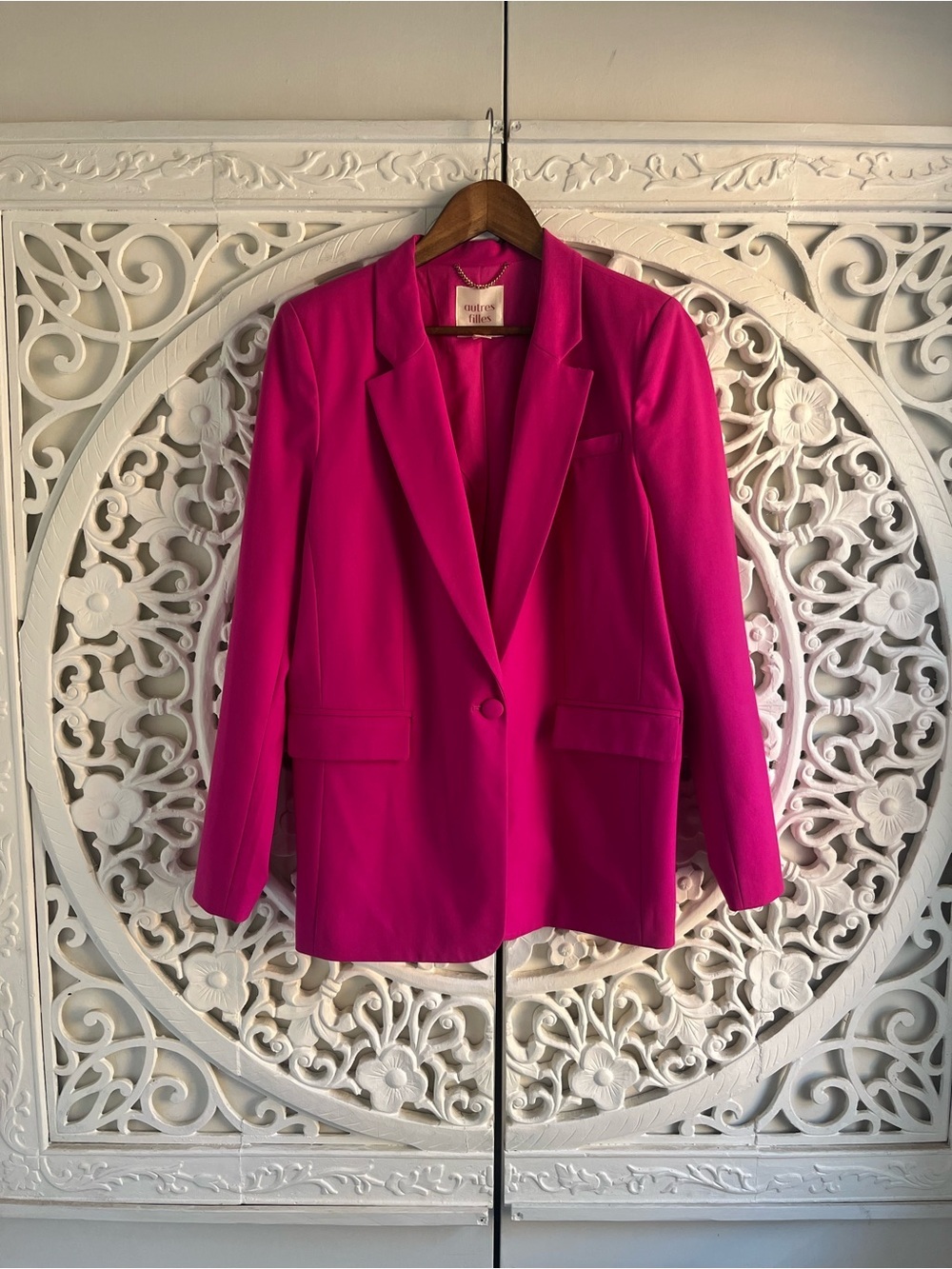 Autres Filles Hot Pink Blazer Jacket M | Single Button Career Barbiecore